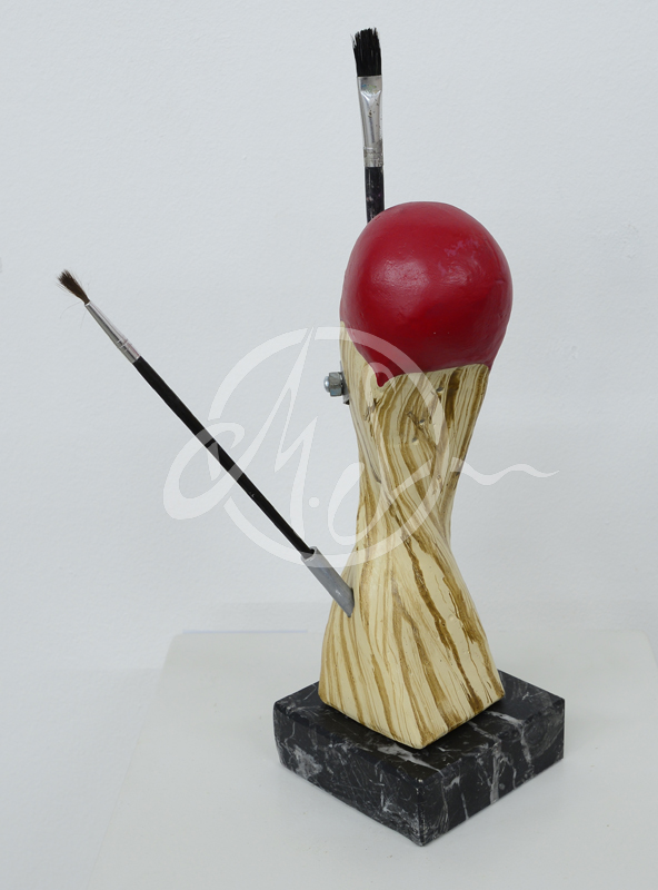 "Streichholz Skulptur" handbemalter Gipsguss angefertigt 2016-17 je ca. 25cm hoch