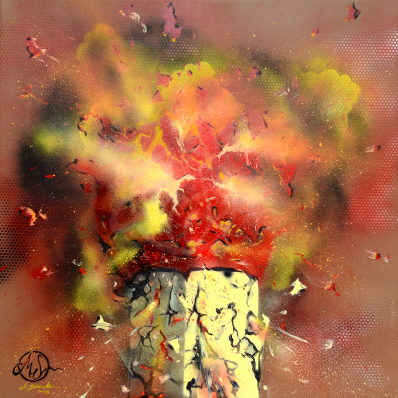 schreckenbergerHead bursts-100x100-Acryl,Aerosol,Kunstleder